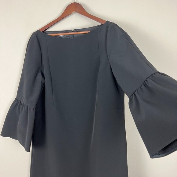 Lafayette 148 New York Dress Womens‎ 14 Black 3/4 Bell-Sleeve Sheath Knee Length - Picture 5 of 10